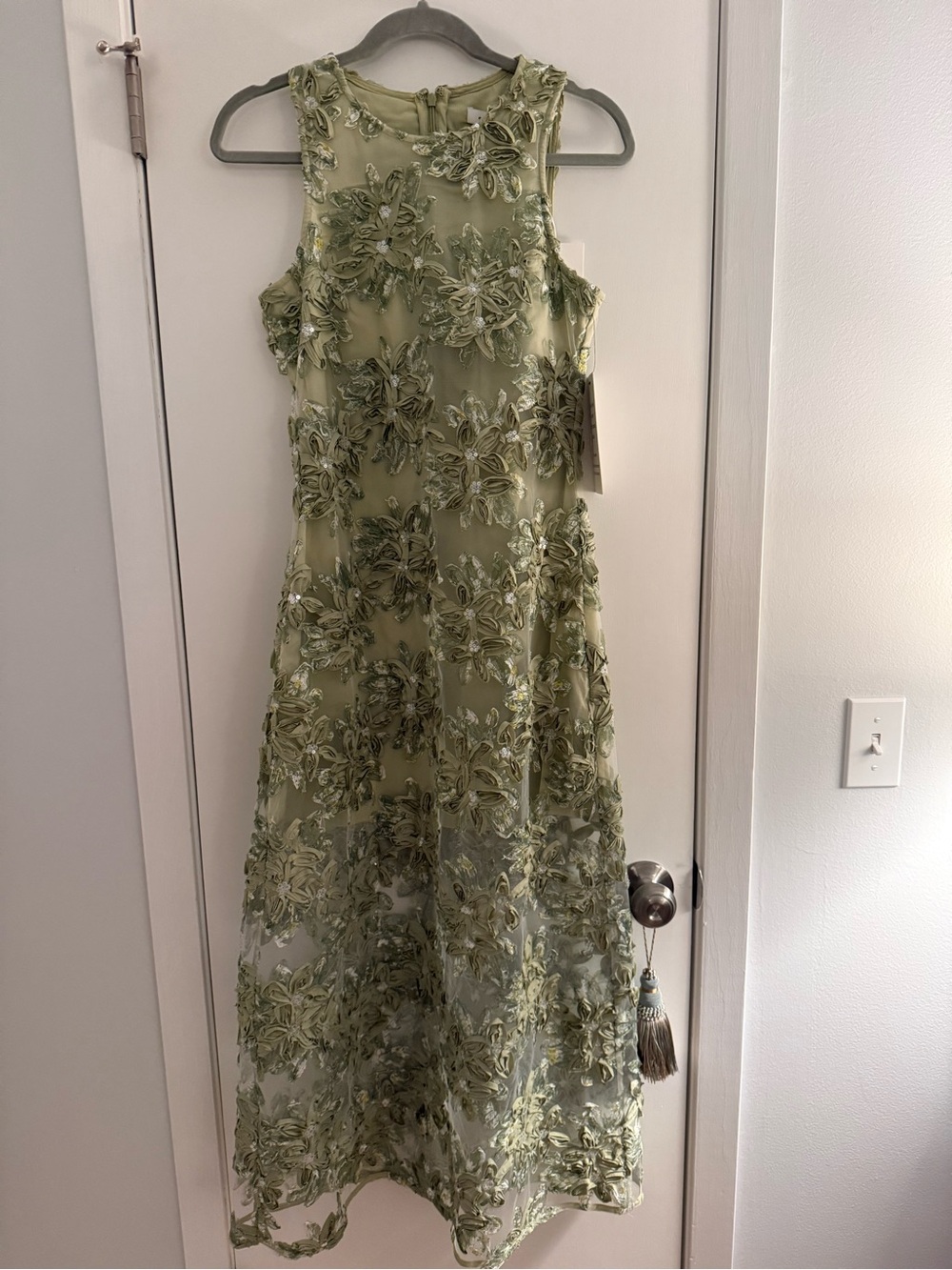 Endless Rose Olive Green Embroidered Midi Dress
